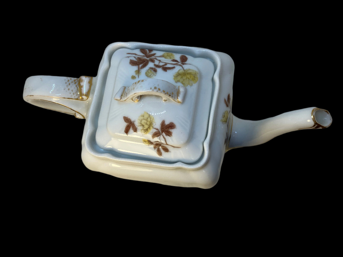 Rare Antique Haviland Limoges CFH/GDM Teapot – Yellow Floral, Square Body