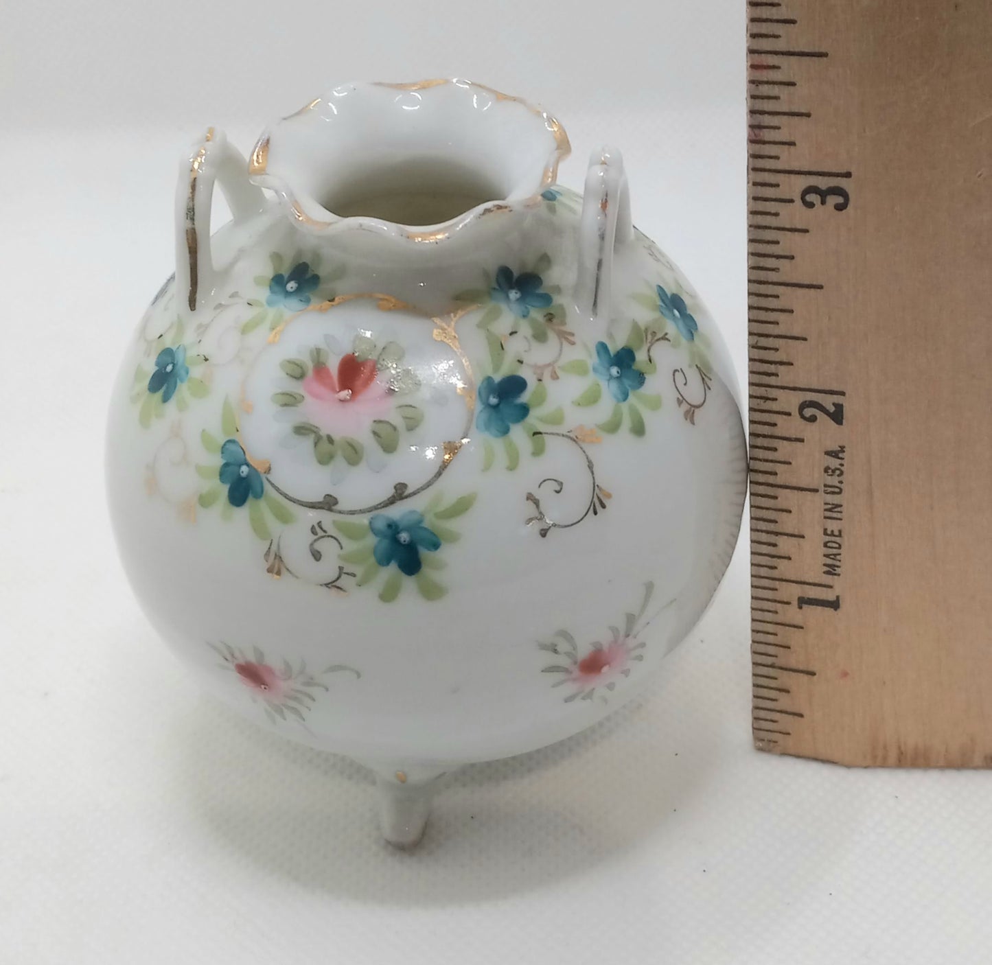 Vintage Round Footed Floral Vase Two Handles
