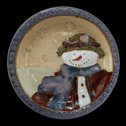 Christmas Plate - Forest Friends Snowman in Green Hat