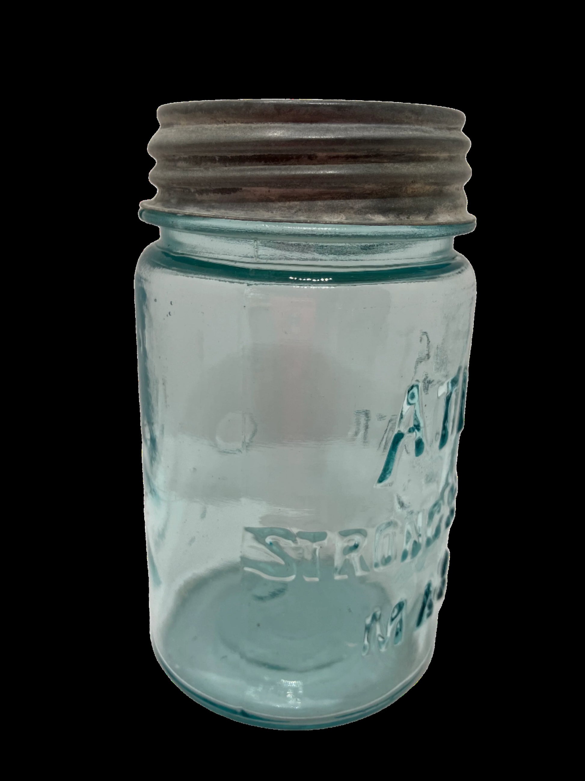 Atlas Blue Pint Jar Side