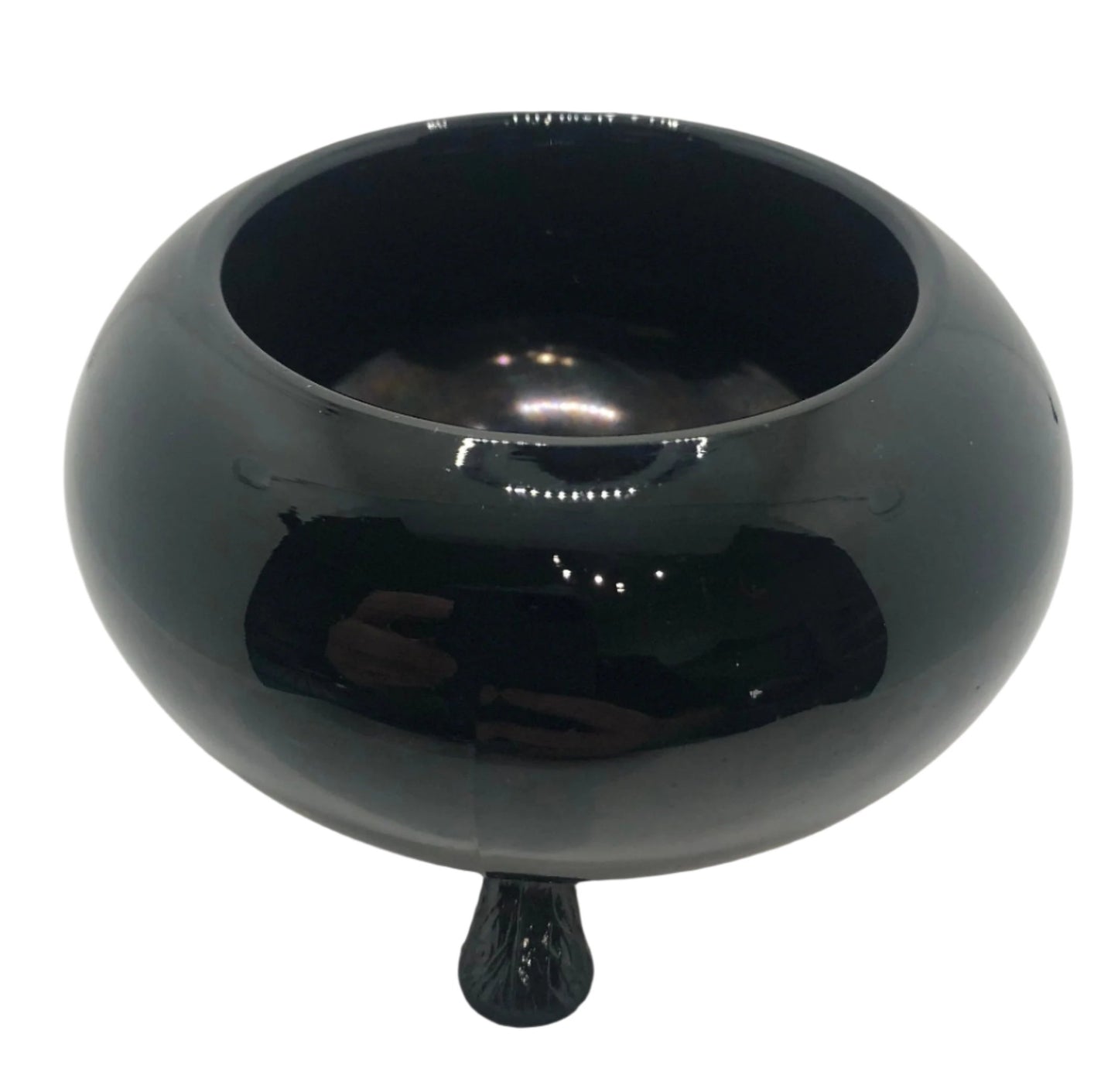 Black Amethyst Glass Bowl Footed