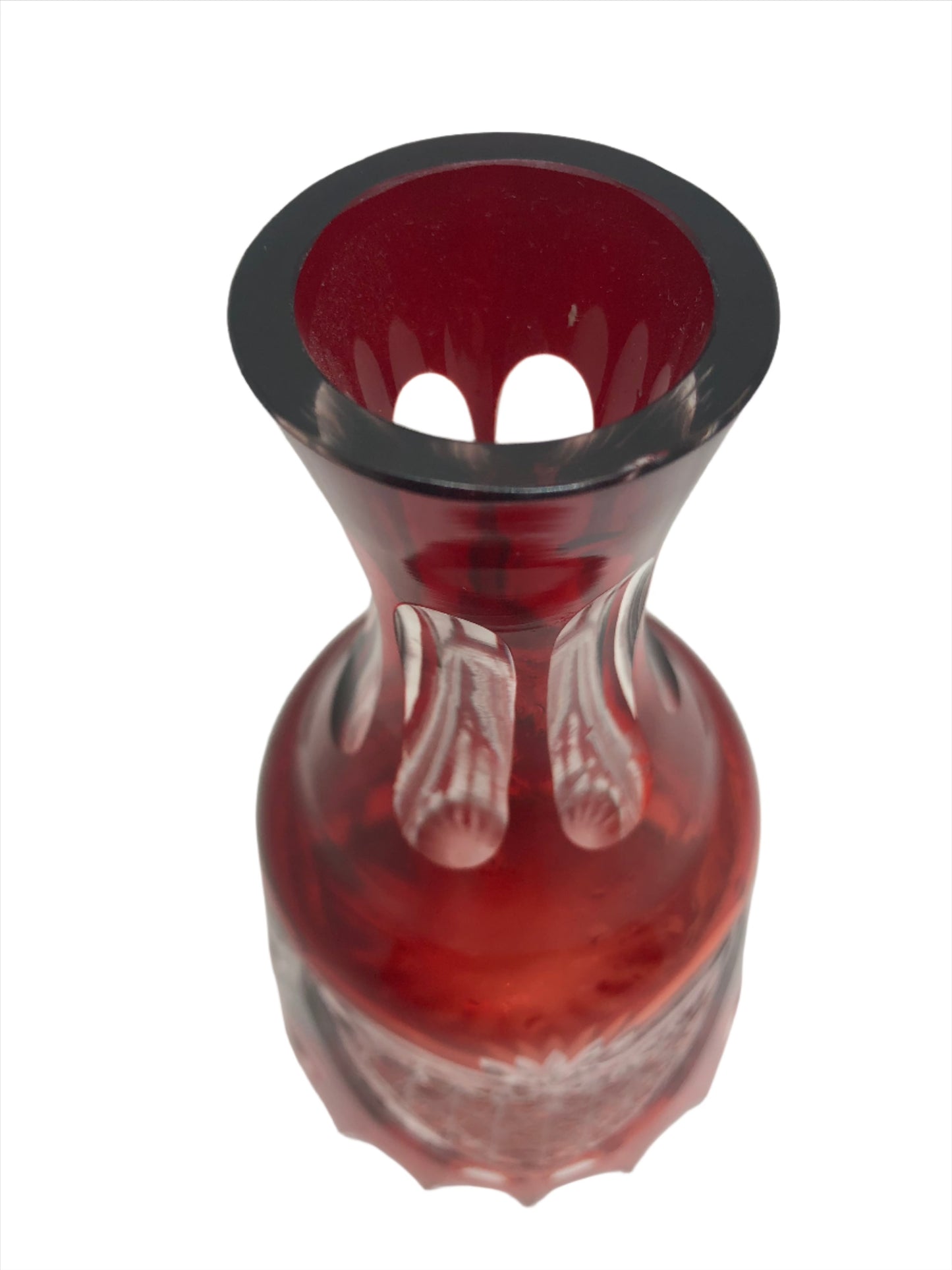 Decanter Bohemian Ruby Glass top view