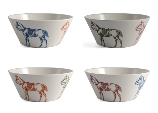 Farmhouse Melamine bowl set horse design by Thomas Paul 