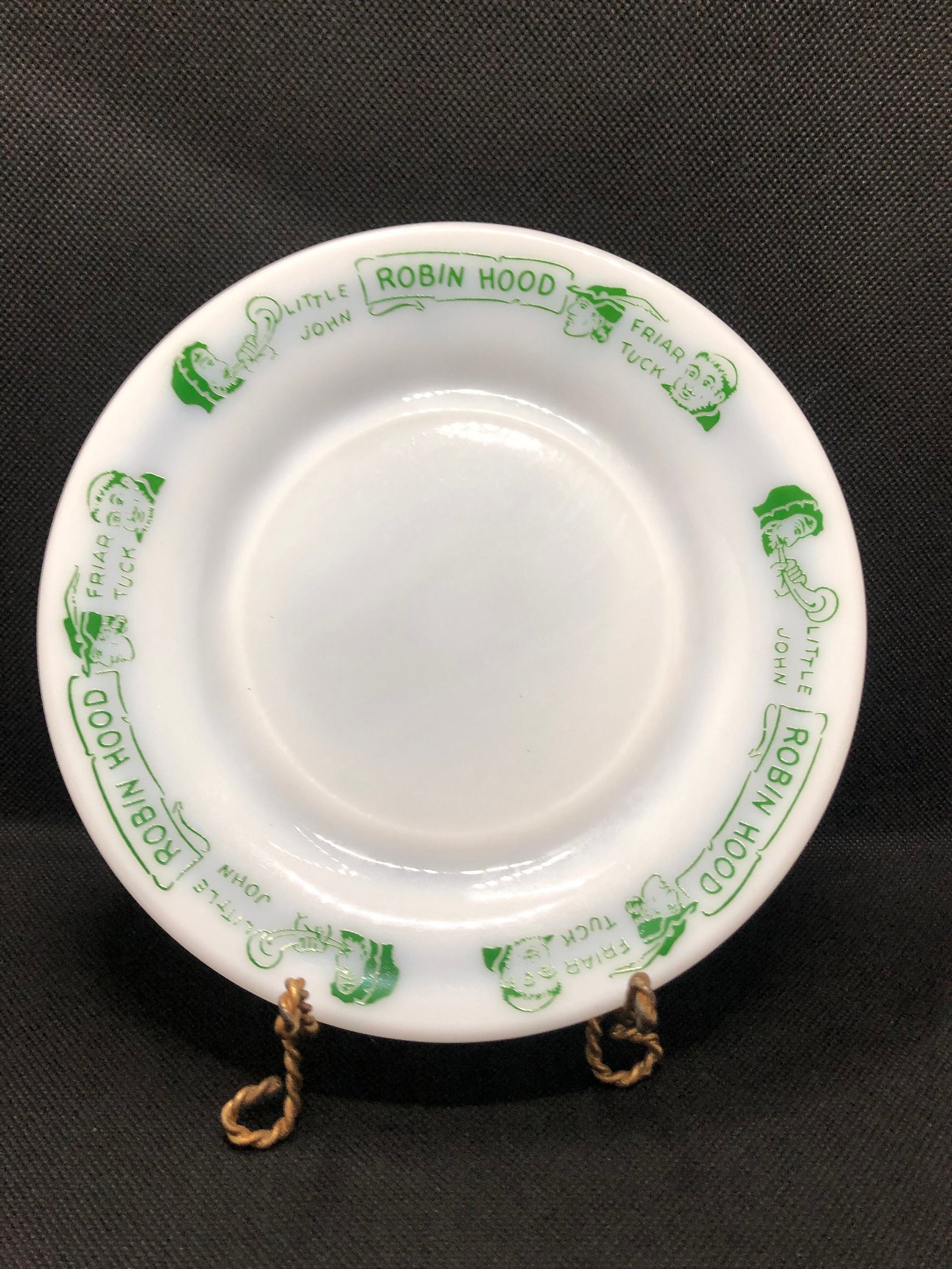 Hazel Atlas Robin Hood Milk glass Plate