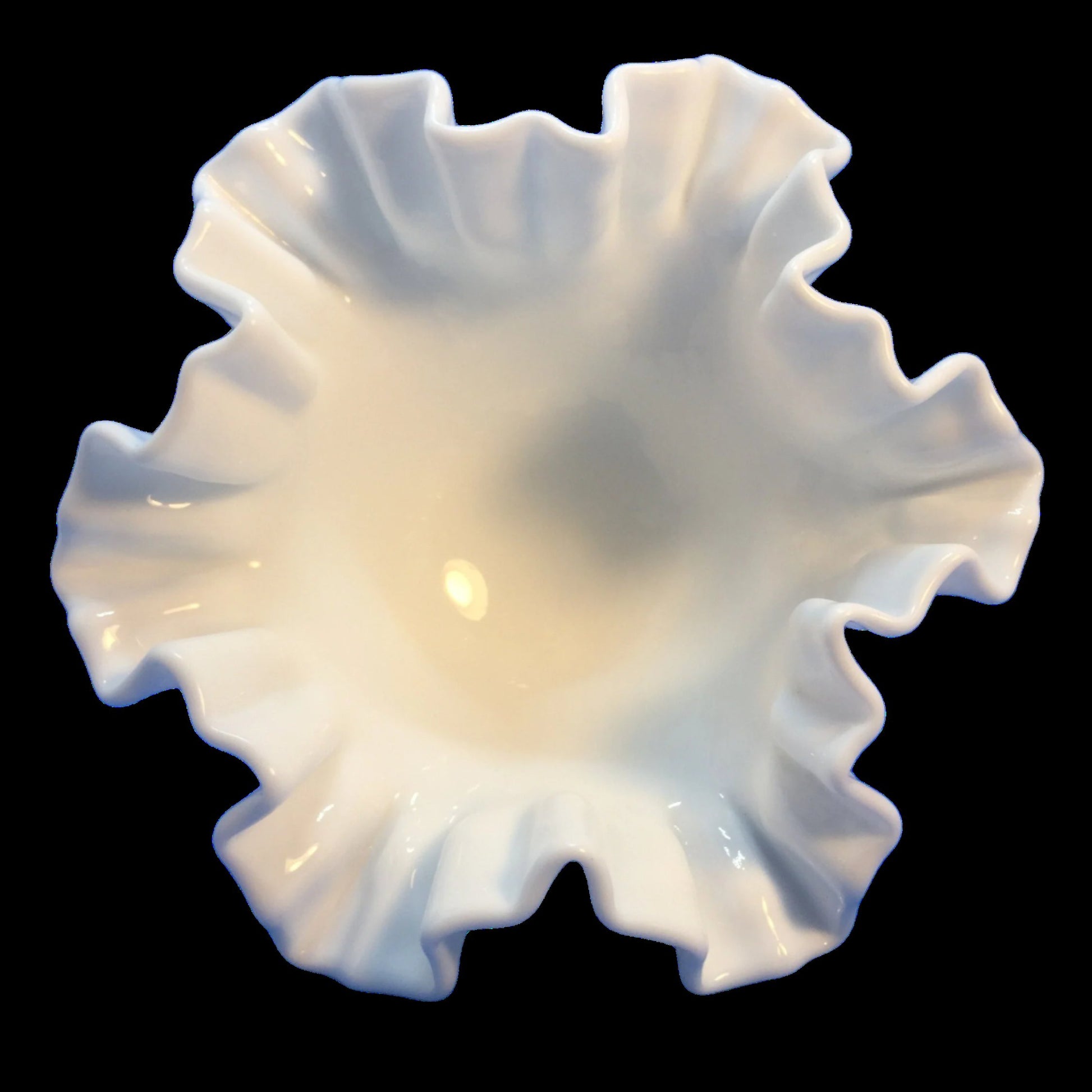 Hobnail Ruffled Milk Glass Pedestal Dish