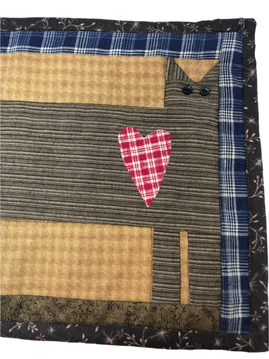 Primitive Cat Quilt Wall Hanging