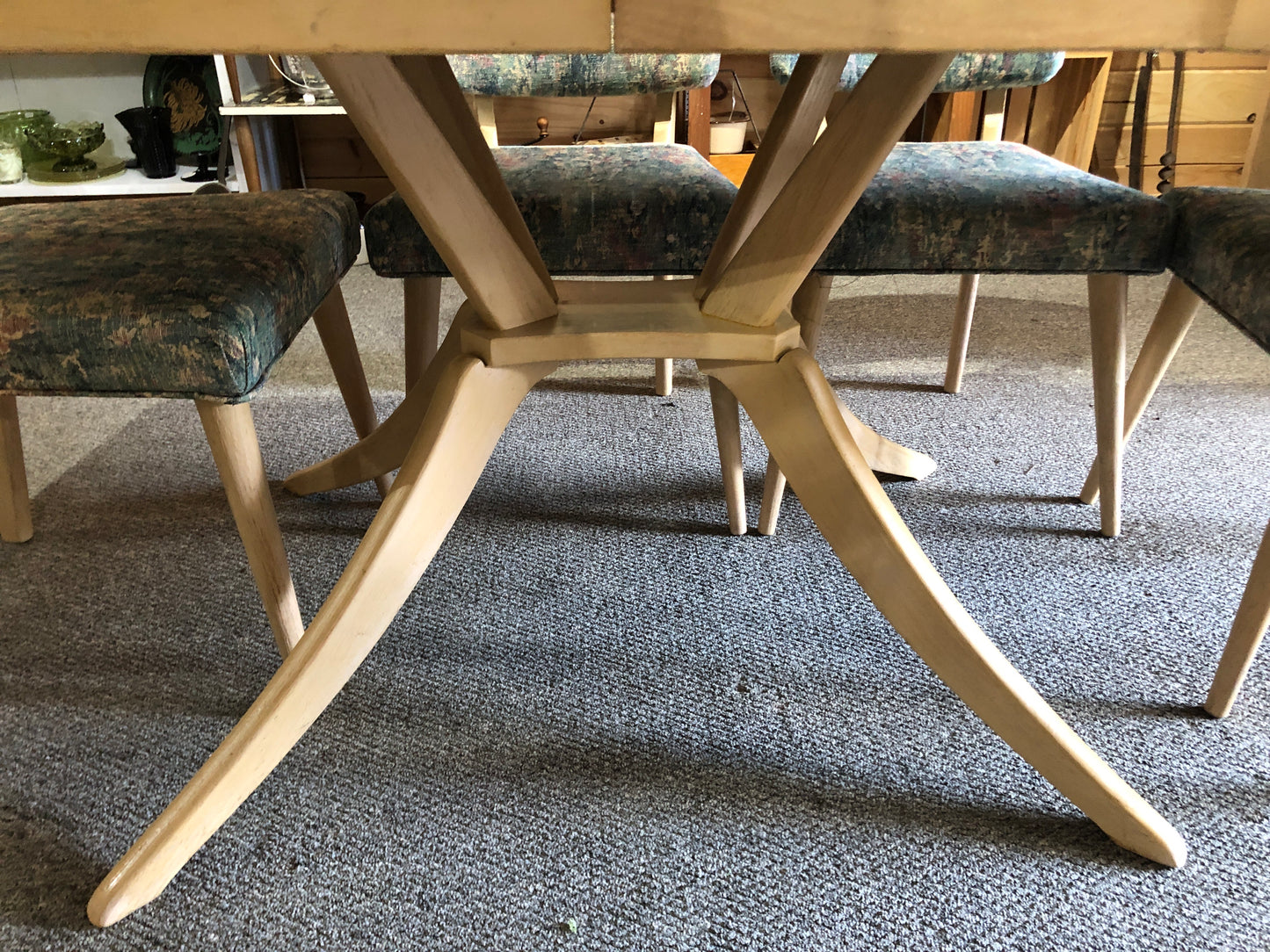 MCM Atomic Trestle Table Base with blonde oak 