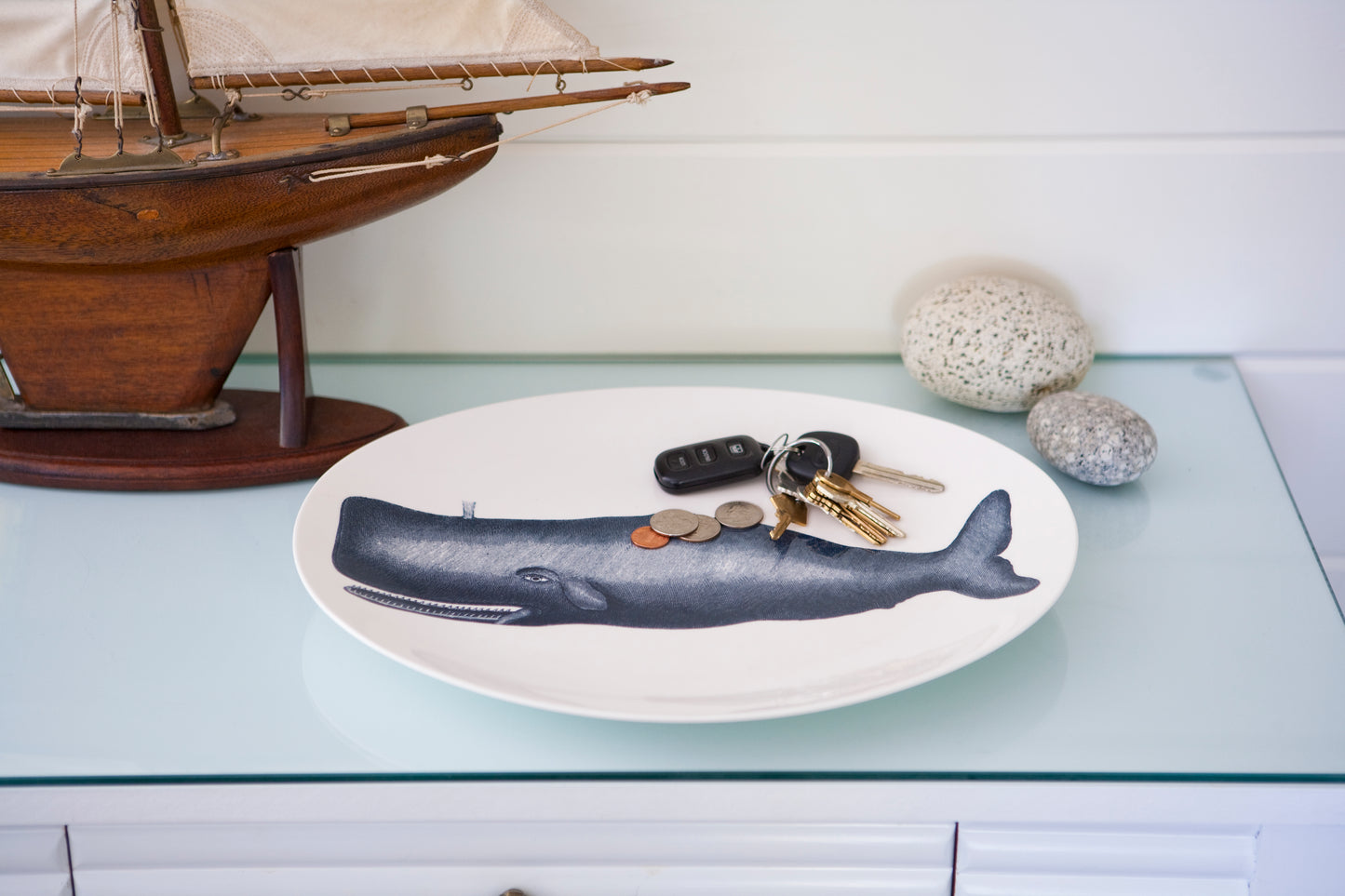 Melamine platter blue whale nautical design by Thomas Paul 