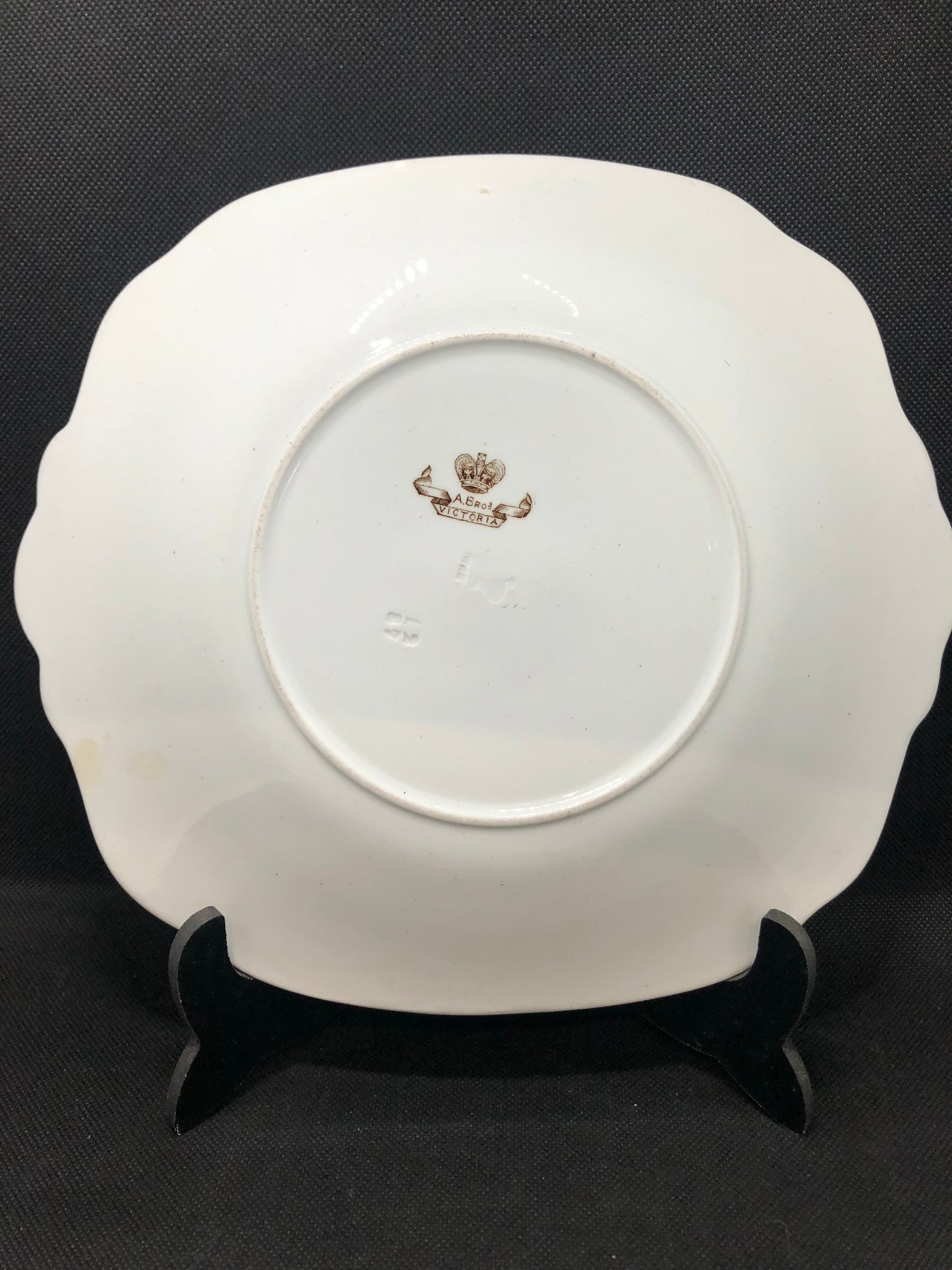 Porcelain plate antique Ashworth Bros Victoria Pattern Ironstone makers mark back view