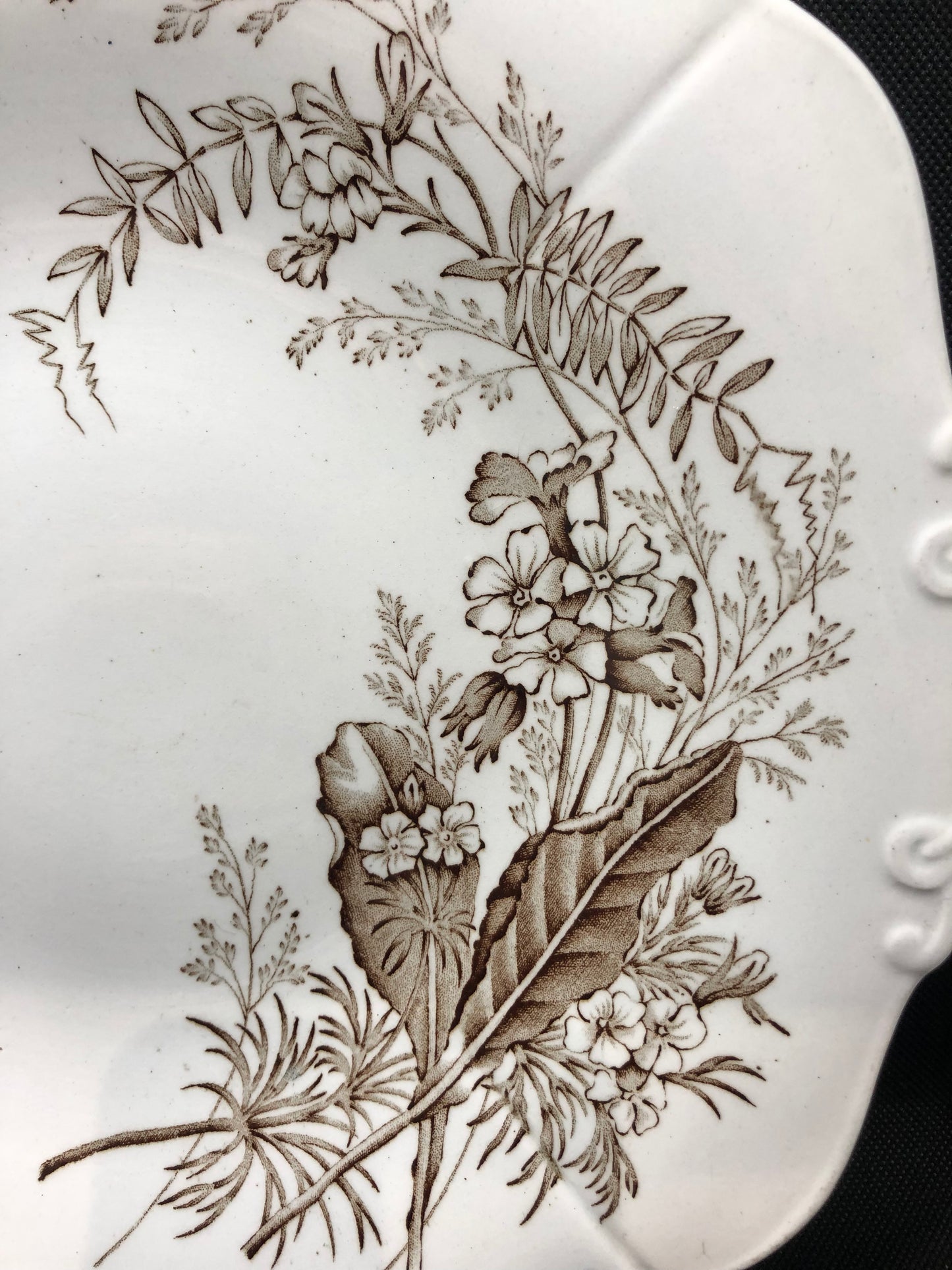 Porcelain plate antique Ashworth Bros Victoria Pattern Ironstone transferware brown
