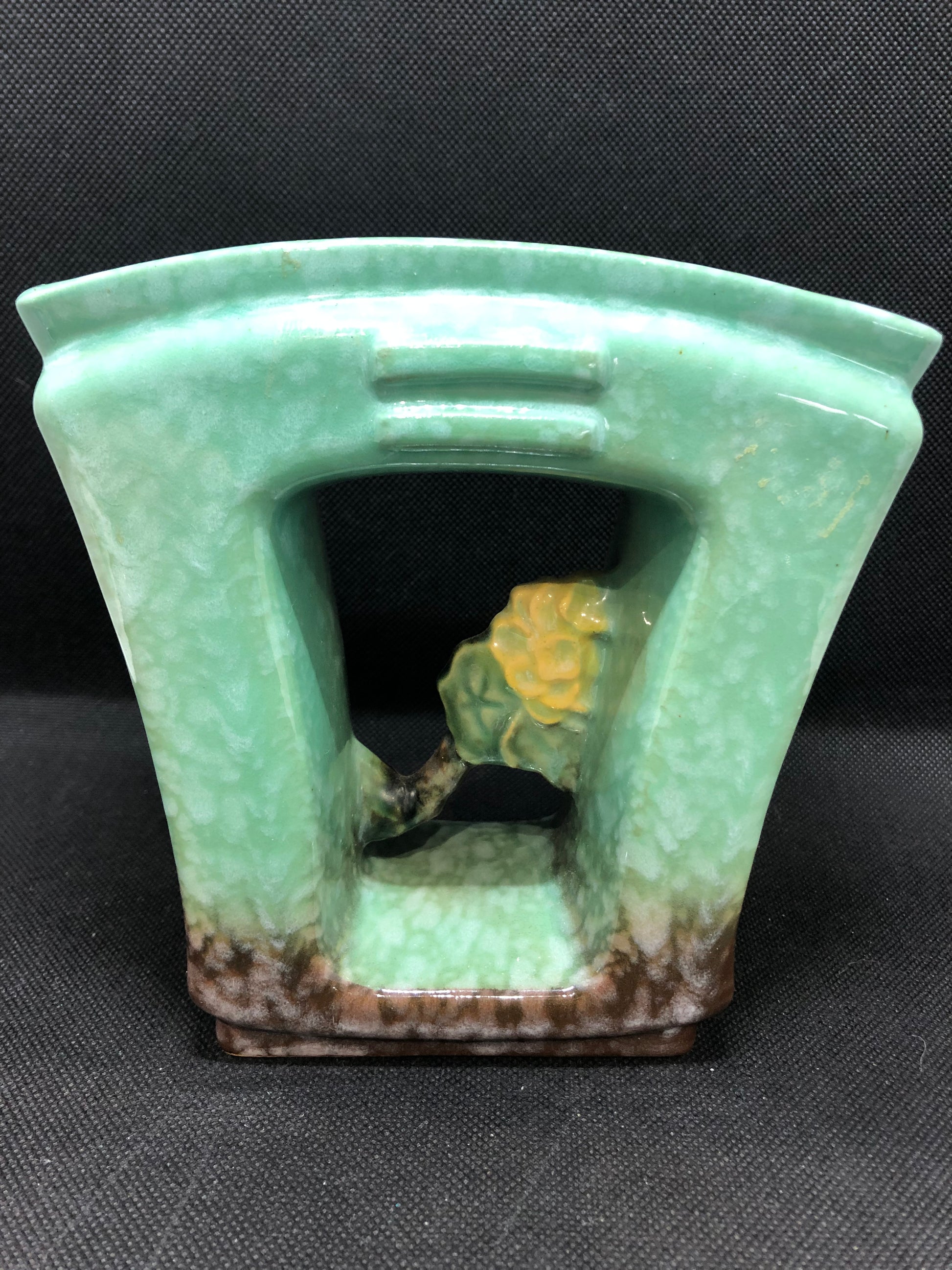 Roseville Pottery MCM Vase or Planter Artwood Green and Yellow 