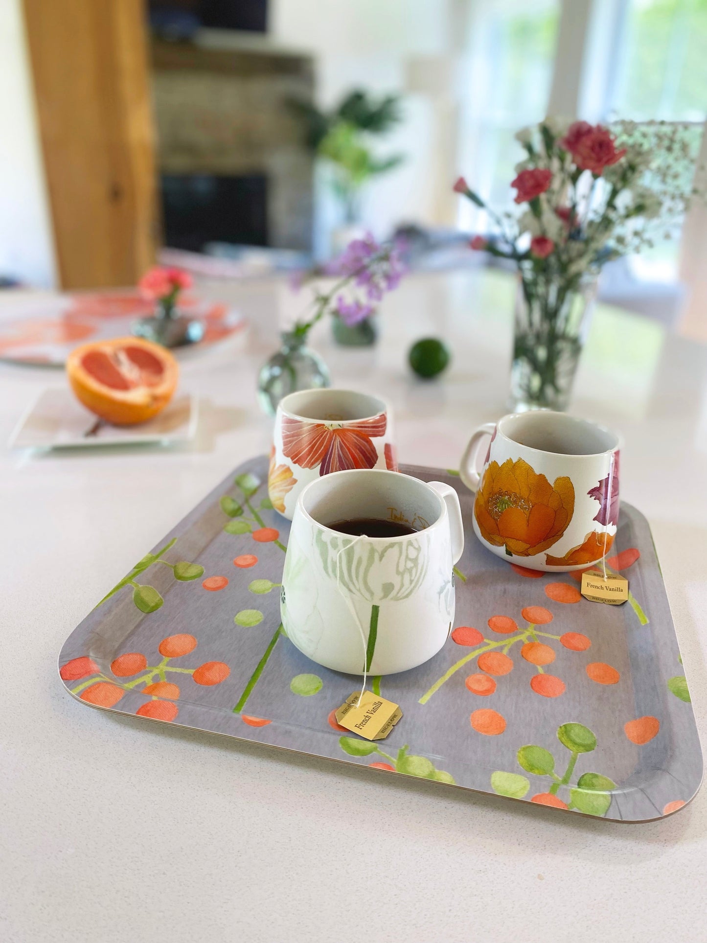 Serving tray featuring orange and green berries