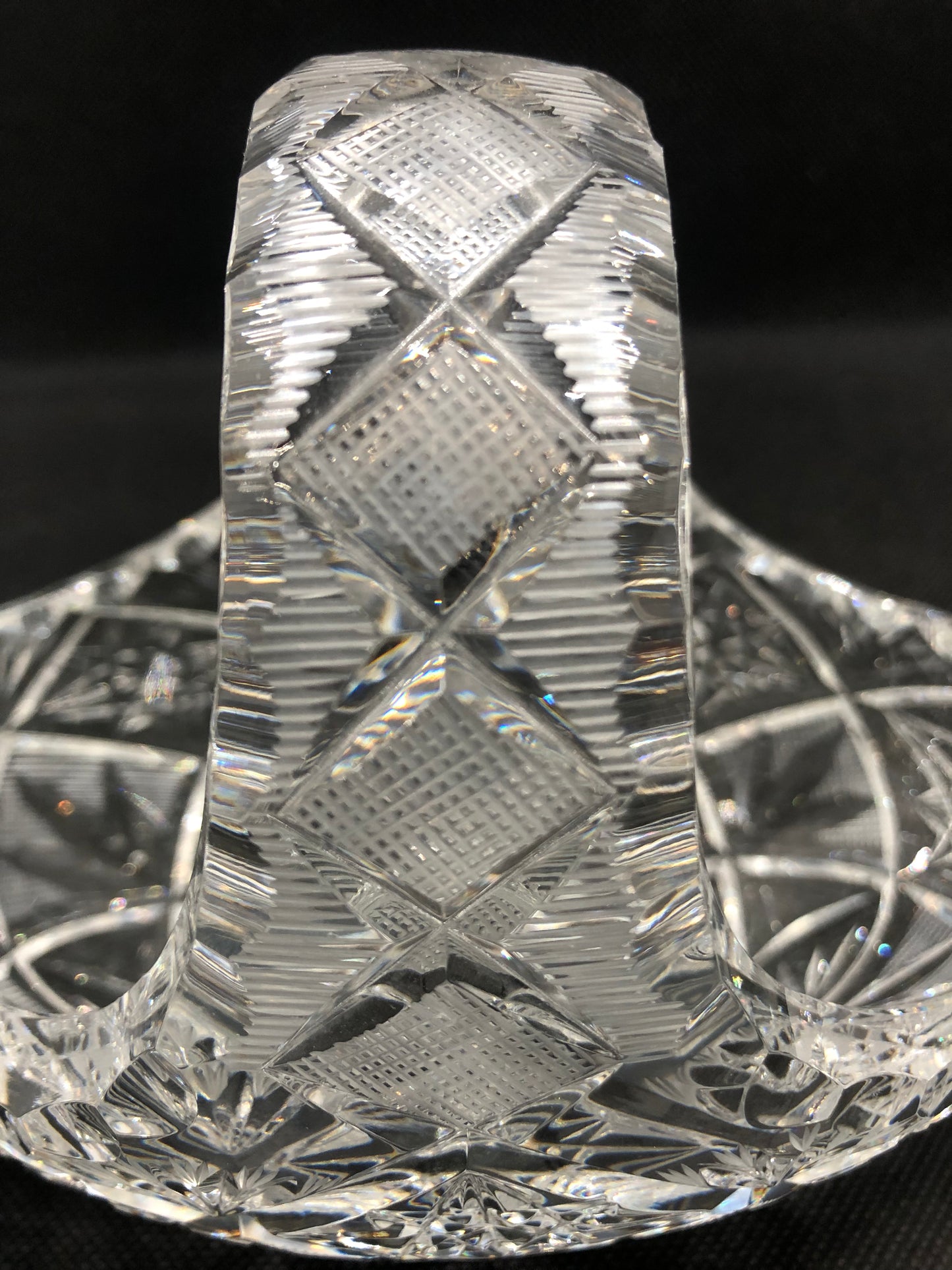crystal vase handle close up