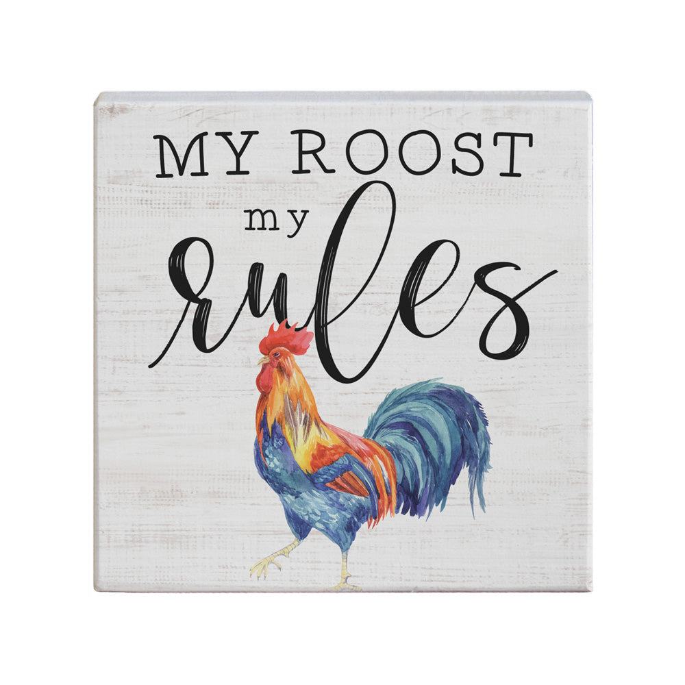 farmhouse rooster block sign