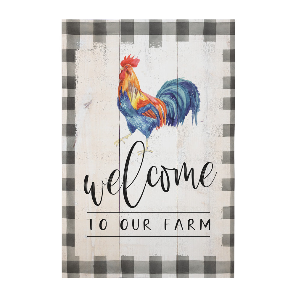 farmhouse wood sign with rooster and welcome