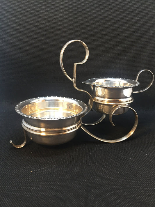 Cheltenham England Silver-plate Sugar and Creamer in Stand