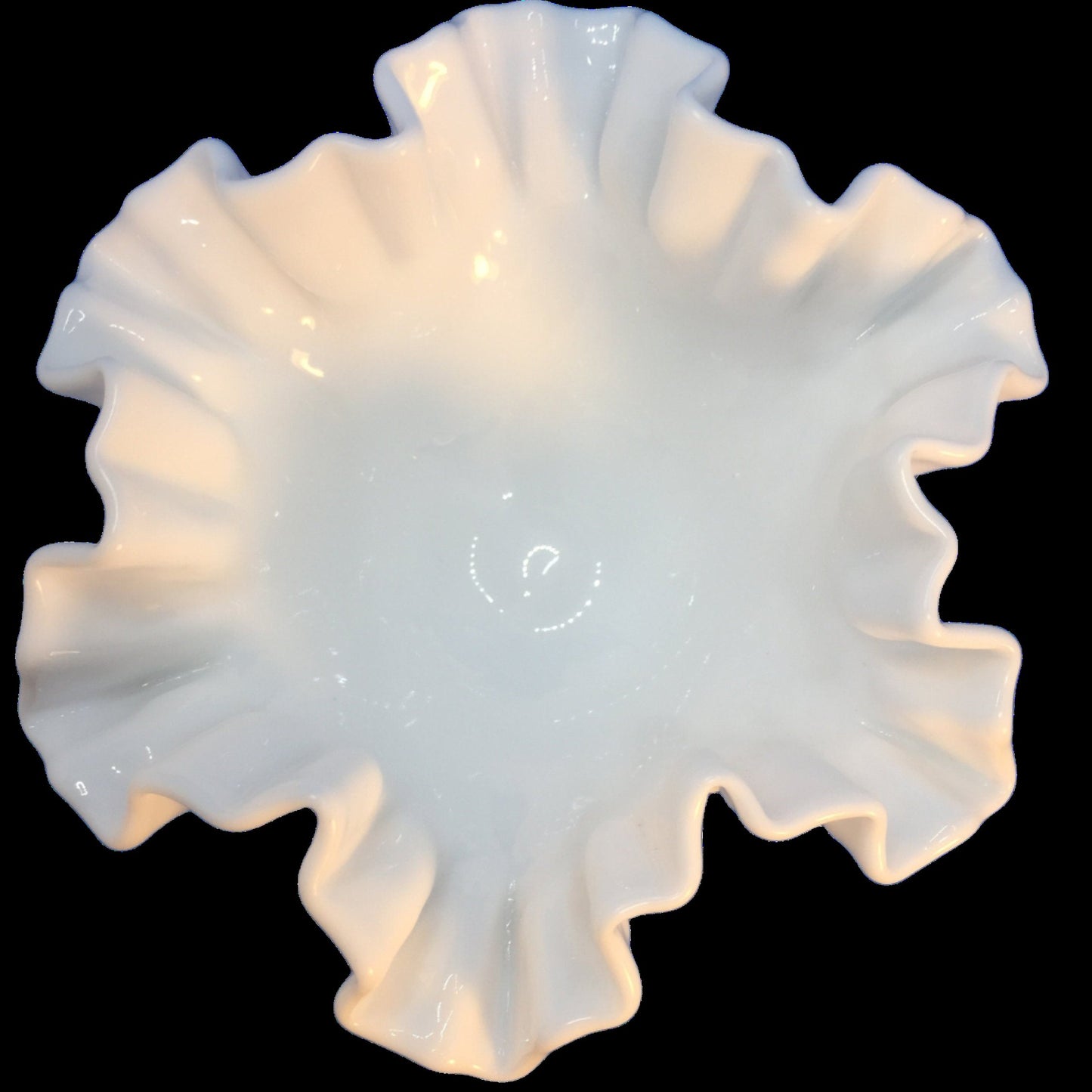 Hobnail Ruffled Milk Glass Pedestal Dish