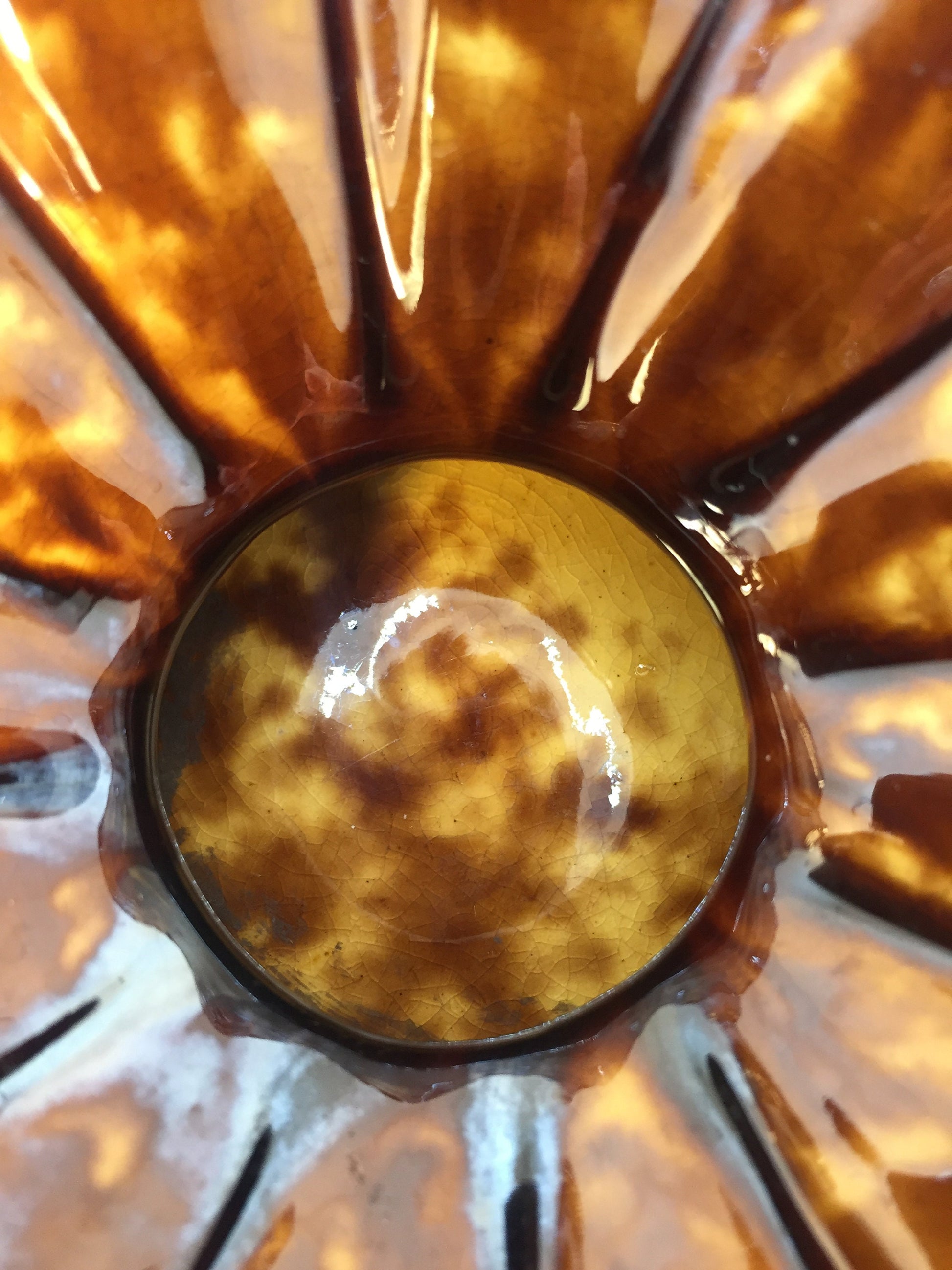 Spittoon with Brown Rockingham Salt Glaze and Shell Design