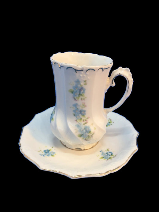 Beautiful Antique Bone China Chocolate/ Demitasse Cup and Saucer