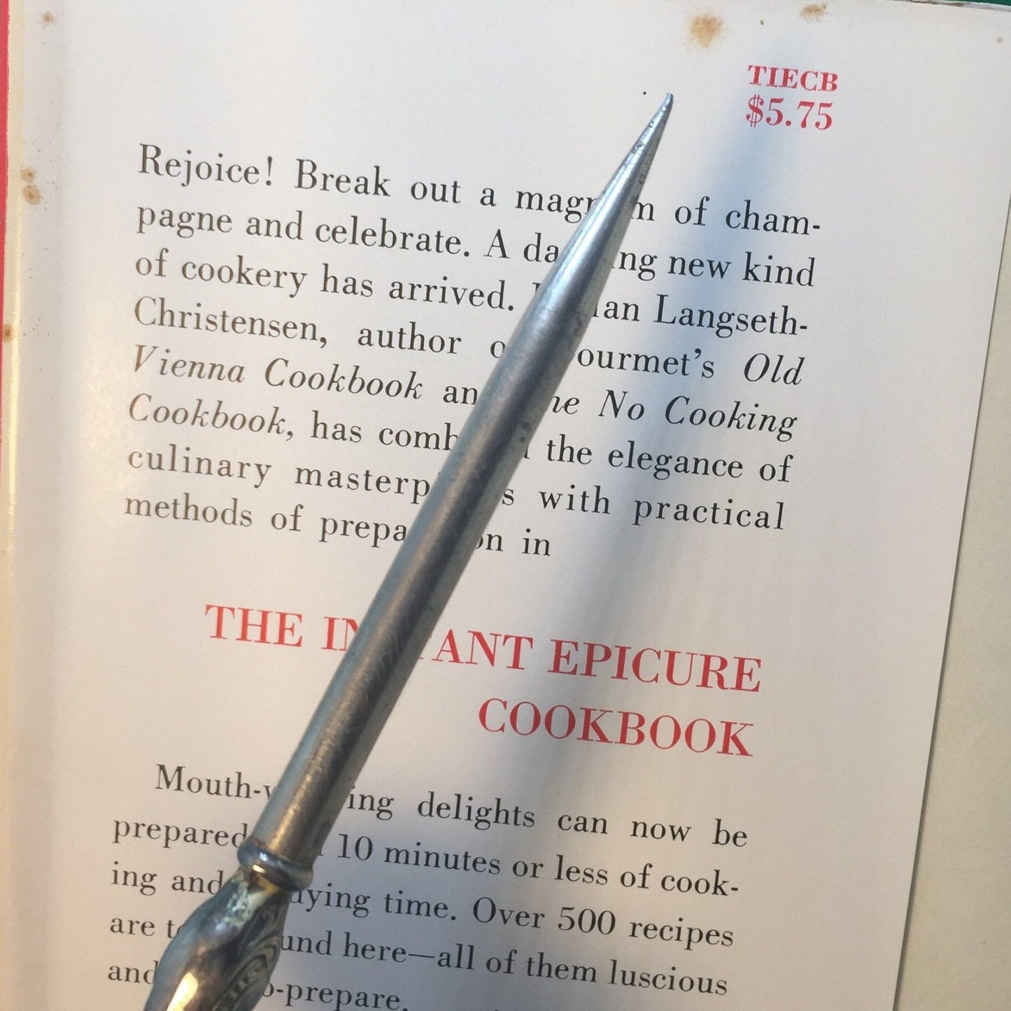 The Instant Epicure Cookbook by Lillian Langseth-Christensen