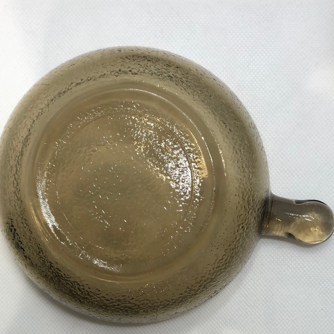 soup bowl handle smoky textured glass bottom view