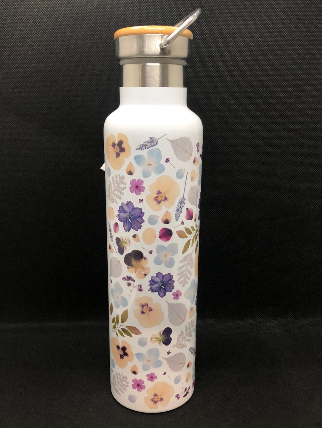 water bottle with stainless steel and insulated -flowers design - full view 2